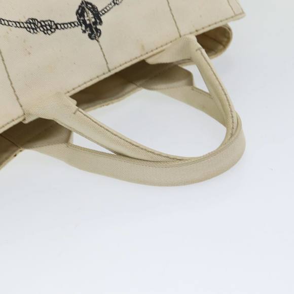 PRADA Canapa MM Hand Bag Canvas Cream Auth 83516 - Picture 7 of 16